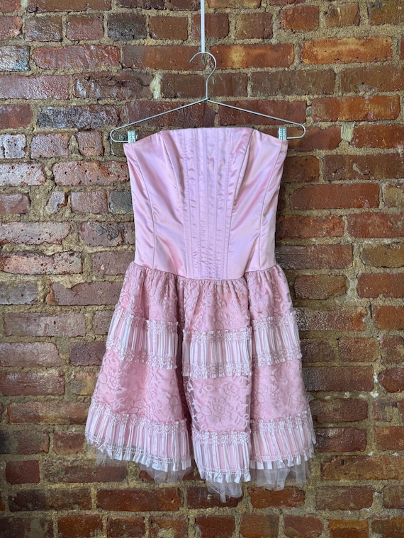 Y2K Jessica McClintock Pink Lace Dress: Balletcore Tulle Party - Made in USA Y2K Jessica McClintock Pink Lace Dress: Balletcore Tulle Party - Made in USA