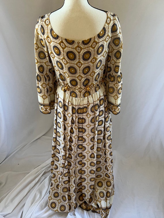 Bohemian Earthy Ethnic Maxi Dress Circa 1970s