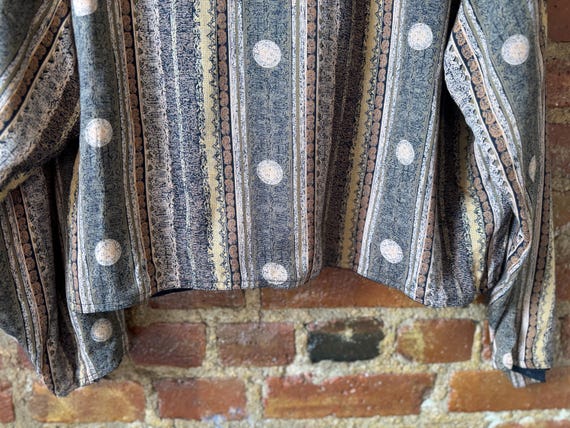 80s Boho Abstract Button Jacket – Earthy Print Vi… - image 12