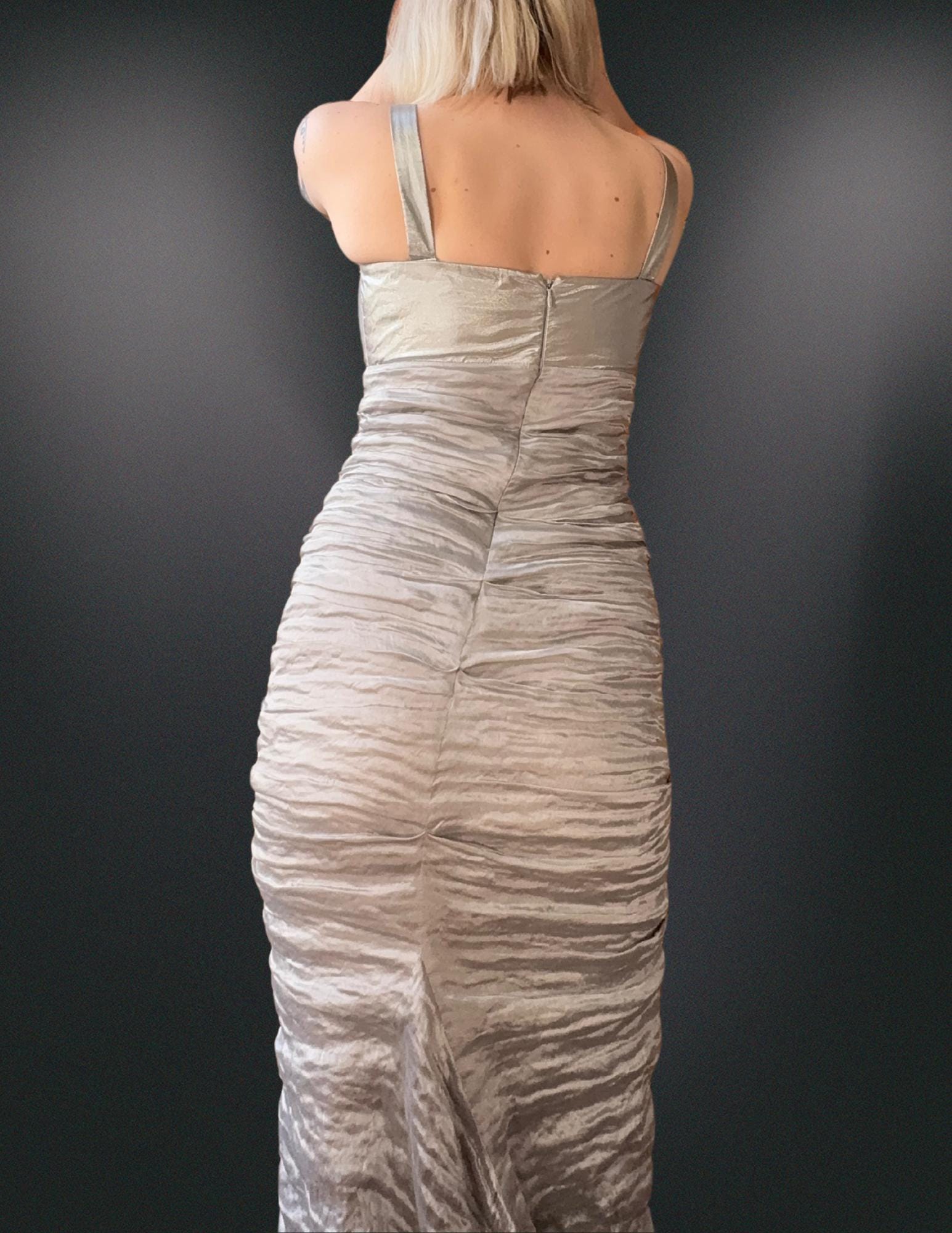 nicole miller silver dress Nicole Miller METALLIC Dress Strapless Tube Vintage Mini / Small Xs