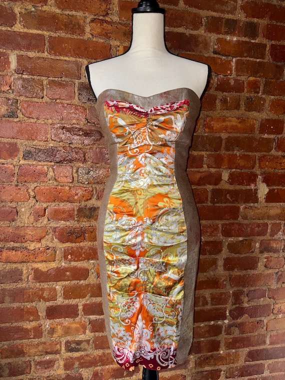 Nicole Miller Silk & Linen Panel Dress - Vintage Holiday Cocktail Dress Size 6 Nicole Miller Silk & Linen Panel Dress - Vintage Holiday Cocktail Dress Size 6