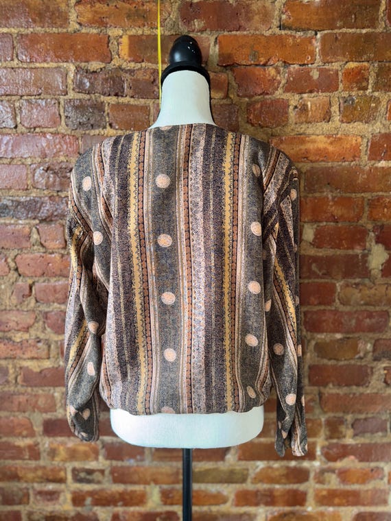 80s Boho Abstract Button Jacket – Earthy Print Vi… - image 5