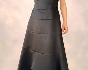 Vintage Y2K BCBG Black Satin Prom Dress Size 10