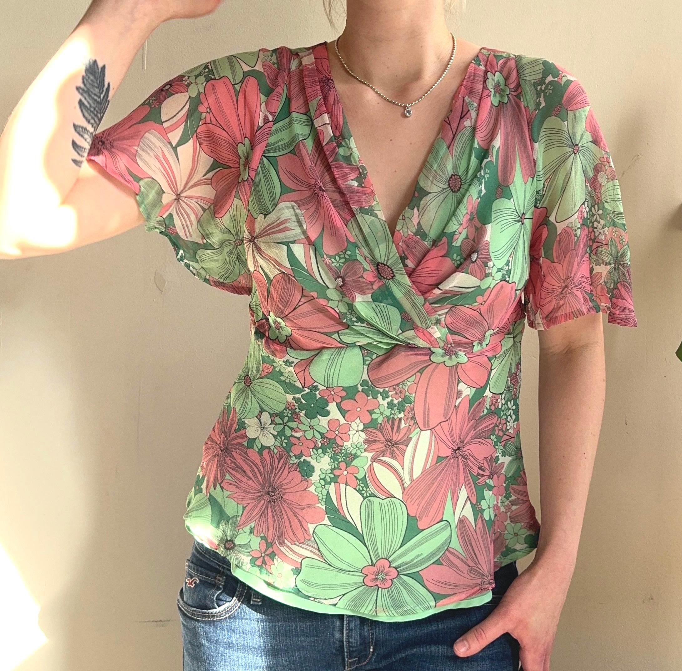loft floral wrap top