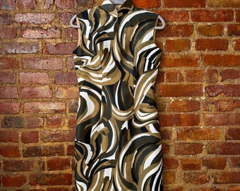 Vintage 60s Mod Swirl Print Dress Custom Handmade Midcentury Style