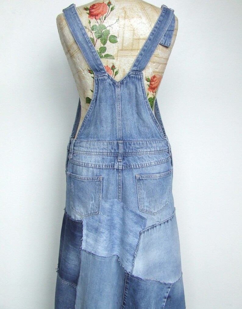 Upcycled Denim Dress Long Patchwork Dress Size US 8/10 Etsy