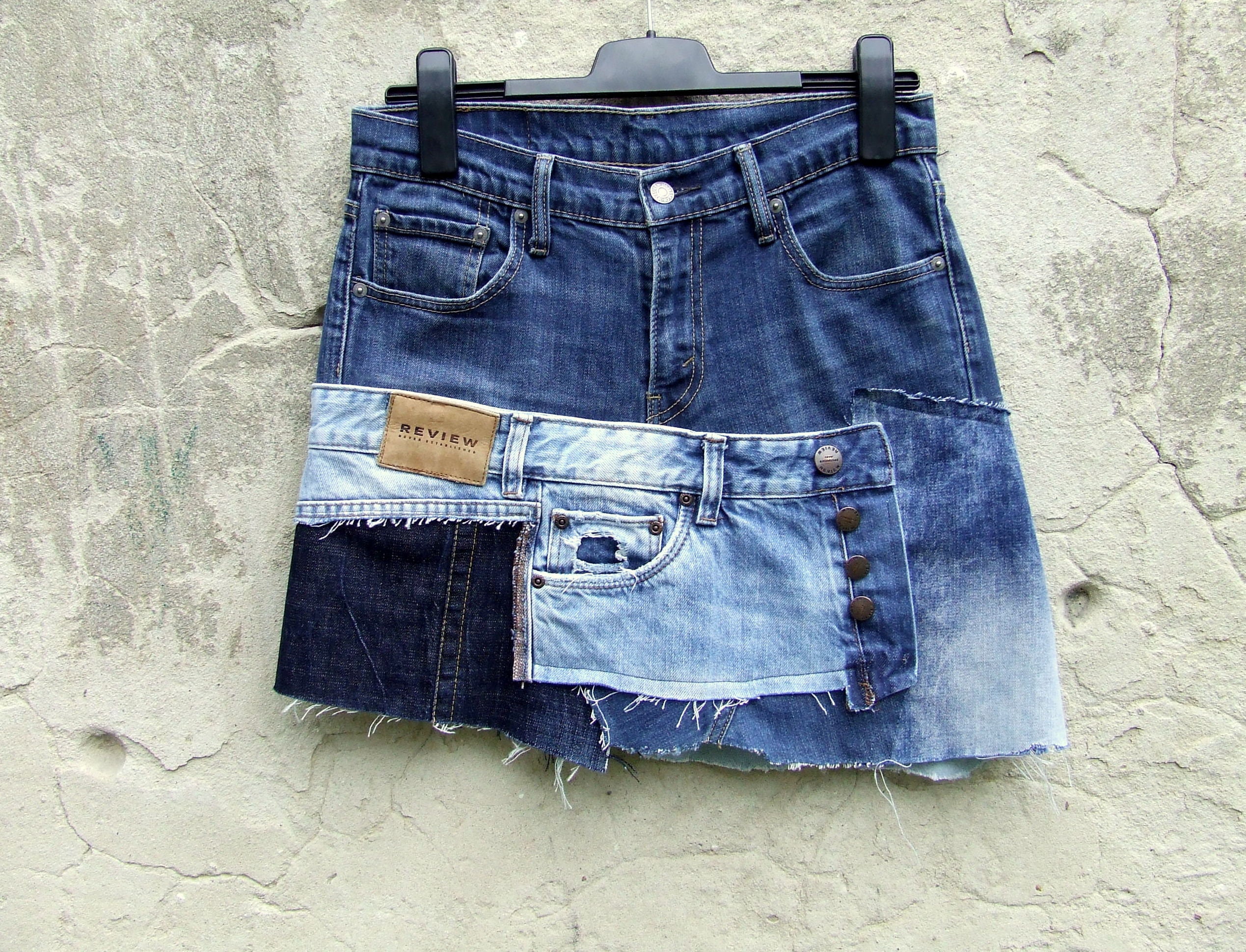 Denim Mini Skirt, Patchwork Denim Skirt, Size US 6, EU 38 - Etsy Denim Mini Skirt, Patchwork Denim Skirt, Size US 6, EU 38 - Etsy