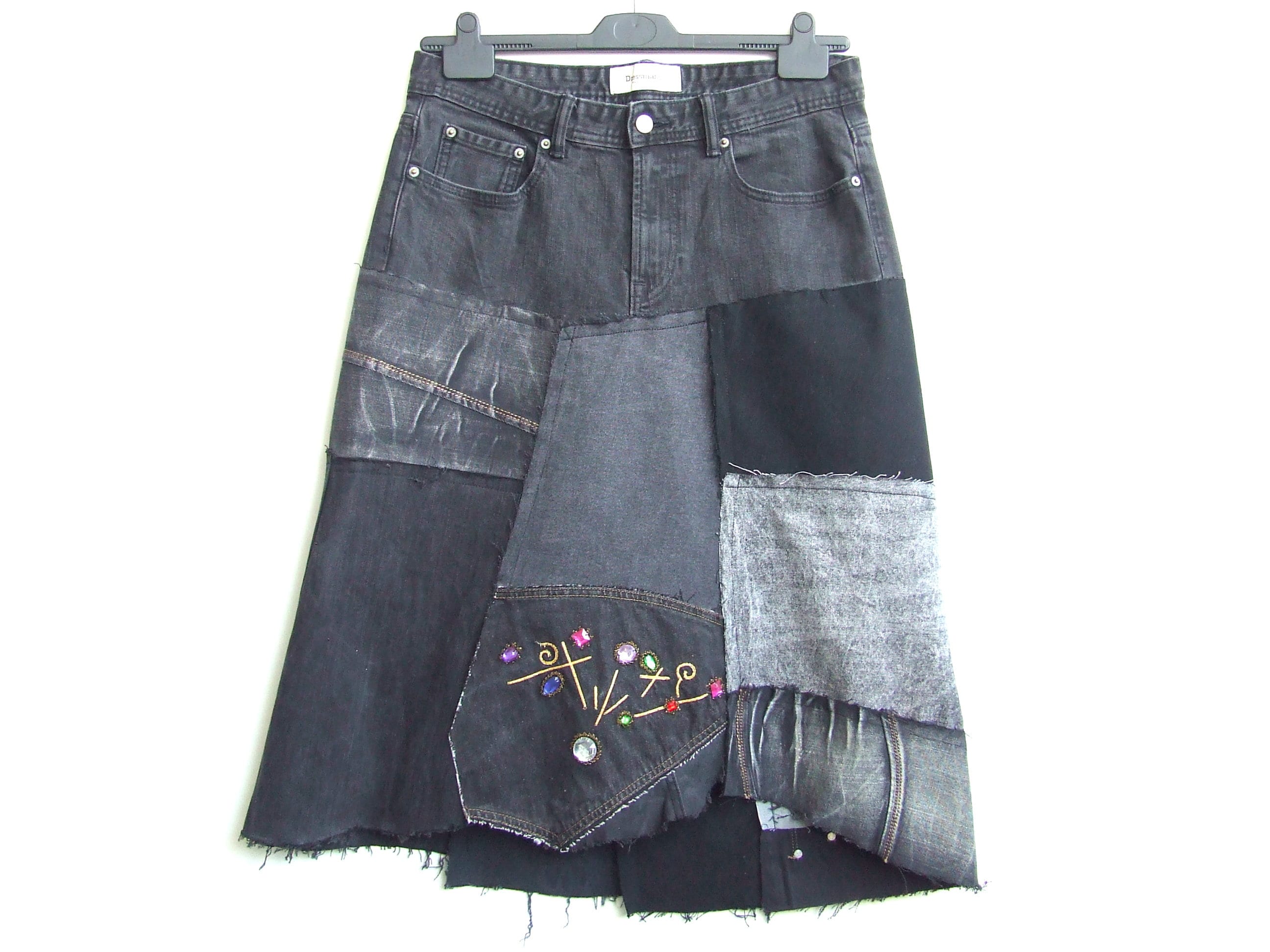 24SS AMERI LIBERTY PATCHWORK BLK SKIRT