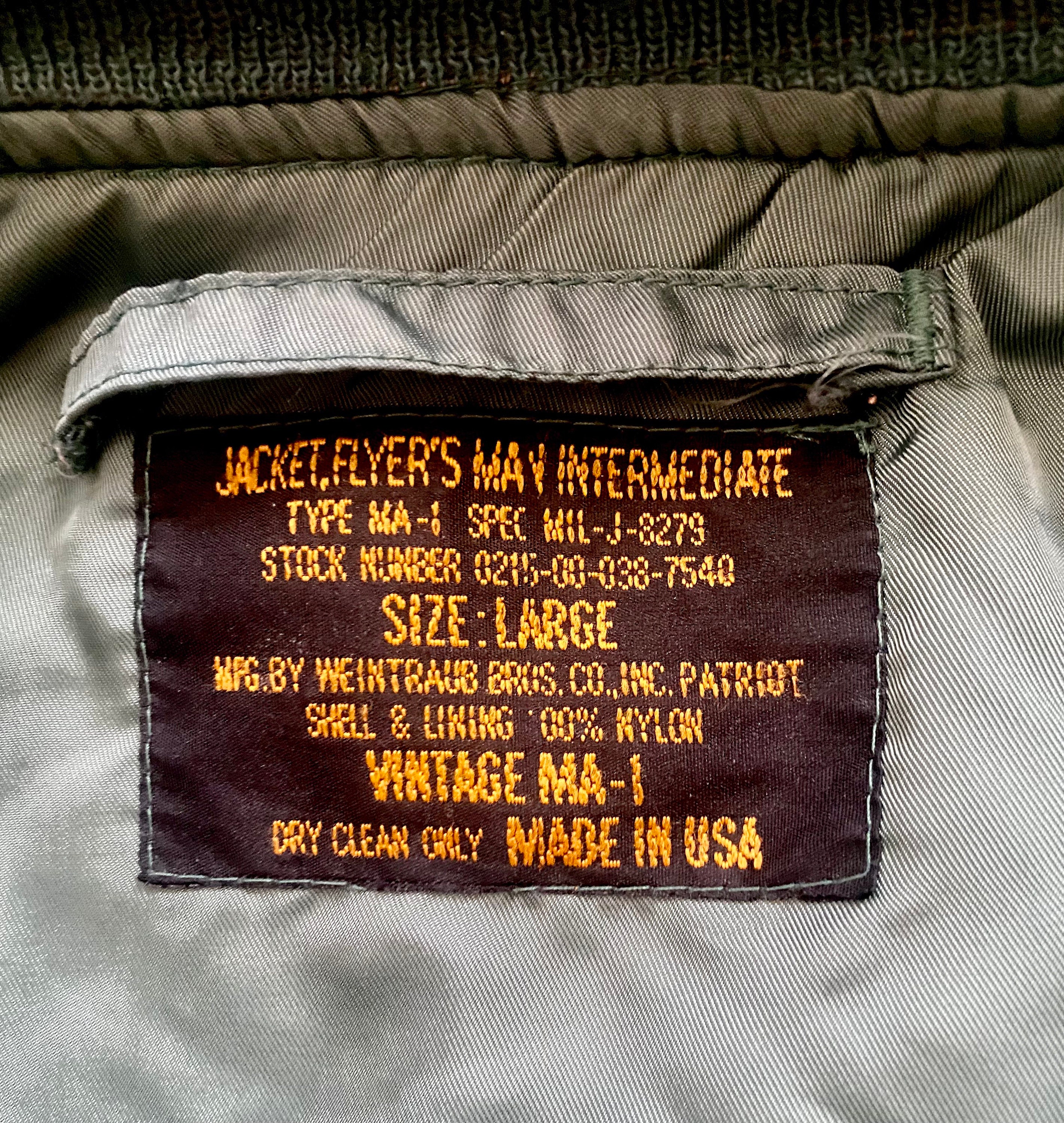 WEINTRAUB BROS CO. MA-1 USA製 USAF M Vintage Weintraub Bros Patriot, Type MA 1 MIL Air Force