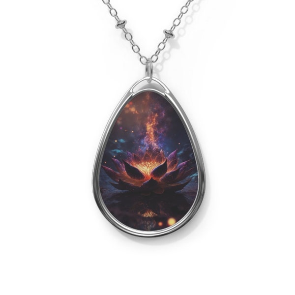 MTG Black Lotus Oval Necklace