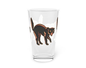 Hoots Haunts and Hexes Pint Glass - Gothic Kitchen Glassware with