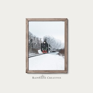 Steam Locomotive Train Painting | Wall Art | Winter Landscape | Printable Art | Digital Download | #8