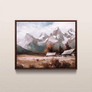 Grand Teton Nationalpark | Vintage Ölgemälde | Wyoming, USA | Sofortiger digitaler Download | #237