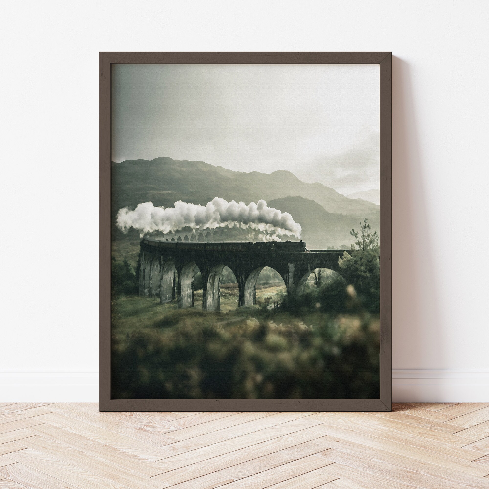Steam Locomotive Train Painting Wall Art Arch Bridge - Etsy