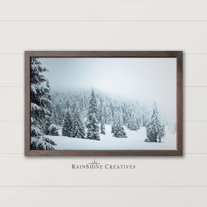 Snowy Forest Oil Painting | Wall Art | Winter Décor | Printable Art | Digital Download | #37