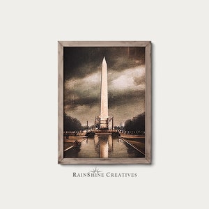 Washington Monument | Washington D.C. | US National Monument | Vintage Landschaft Ölgemälde | Druckbarer digitaler Download | #110