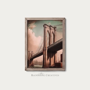 Brooklyn Bridge | New York City | US National Monument | Vintage Landschaft Ölgemälde | Druckbarer digitaler Download | #104