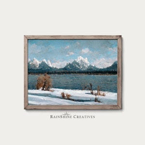 Grand Teton Nationalpark | Wyoming, USA | Vintage Landschaft Ölgemälde | Warm Rustikal | Wandkunst | Druckbarer digitaler Download | #55