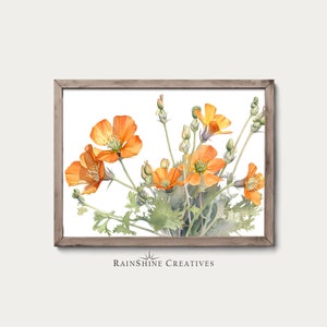 Vintage Desert Globemallow Watercolor Painting | Delicate Botanical Art | Instant Digital Download | #291