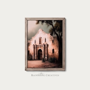 Der Alamo | San Antonio, Texas | US National Monument | Vintage Landschaft Ölgemälde | Druckbarer digitaler Download | #109