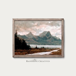Gletscher-Nationalpark | Montana, USA | Vintage Landschaft Ölgemälde | Warm Rustikal | Wandkunst | Druckbarer digitaler Download | #52