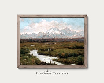 Denali National Park Vintage Oil Painting | Alaska Landscape (Digital Download)