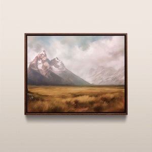 Grand Teton Nationalpark | Vintage Ölgemälde | Wyoming, USA | Sofortiger digitaler Download | #238