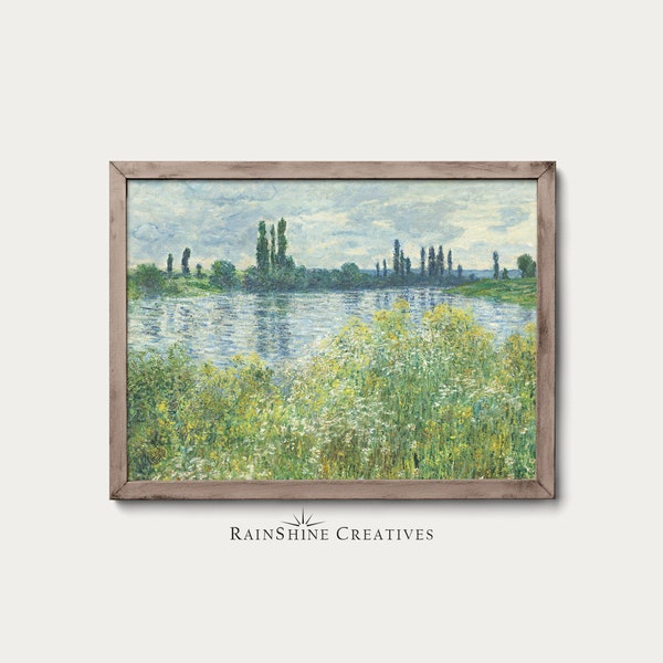 Vintage Seine River Oil Painting | Banks of the Seine, Vétheuil | Claude Monet | Printable Digital Download | #133
