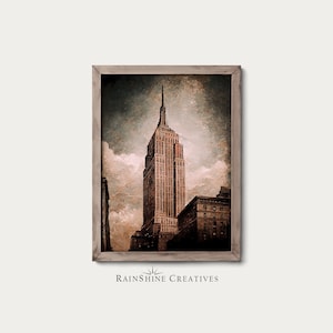 Empire State Building | New York City | US National Monument | Vintage Landscape Oil Painting | Printable Digital Download | #116