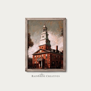 Unabhängigkeitshalle | Philadelphia, Pennsylvania | US National Monument | Vintage Landschaft Ölgemälde | Druckbarer digitaler Download | #117