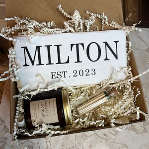 Custom Town Sign/candle gift box.