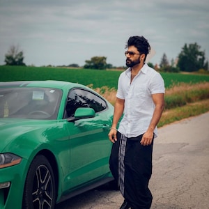 Men’s 100% Cotton Lungi Dhoti With Thalapathy Border Handmade Mundu Sarong Beachwear & Nightwear Unstitched Cotton Fabric Black Color