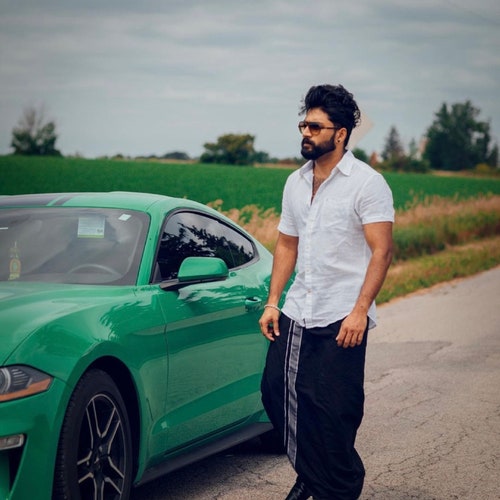 Men’s 100% Cotton Lungi Dhoti With Thalapathy Border Handmade Mundu Sarong Beachwear & Nightwear Unstitched Cotton Fabric Black Color