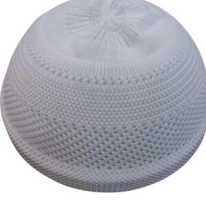 Men's White Topi Islamic Skull Cap Muslim Prayer Mosque Kufi Hat - 5 ...