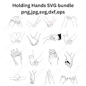 Holding Hands SVG PNG bundle, Valentines Day Svg files, Pinky Hold svg for Cricut, Couple Hands Cut Files , Weeding Png Customize With Names