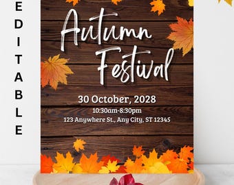 Fall Festival Flyer Template - Editable Harvest Fest Invitation - Printable Autumn Celebration Design DIGITAL DOWNLODE