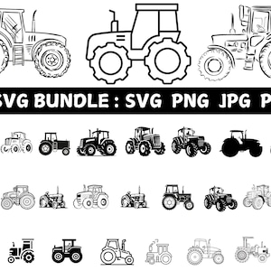 Tracteur SVG Bundle, tracteur PNG Bundle, clipart tracteur, tracteur SVG coupe fichiers pour Cricut, Silhouette de tracteur, camion Svg, ferme Svg