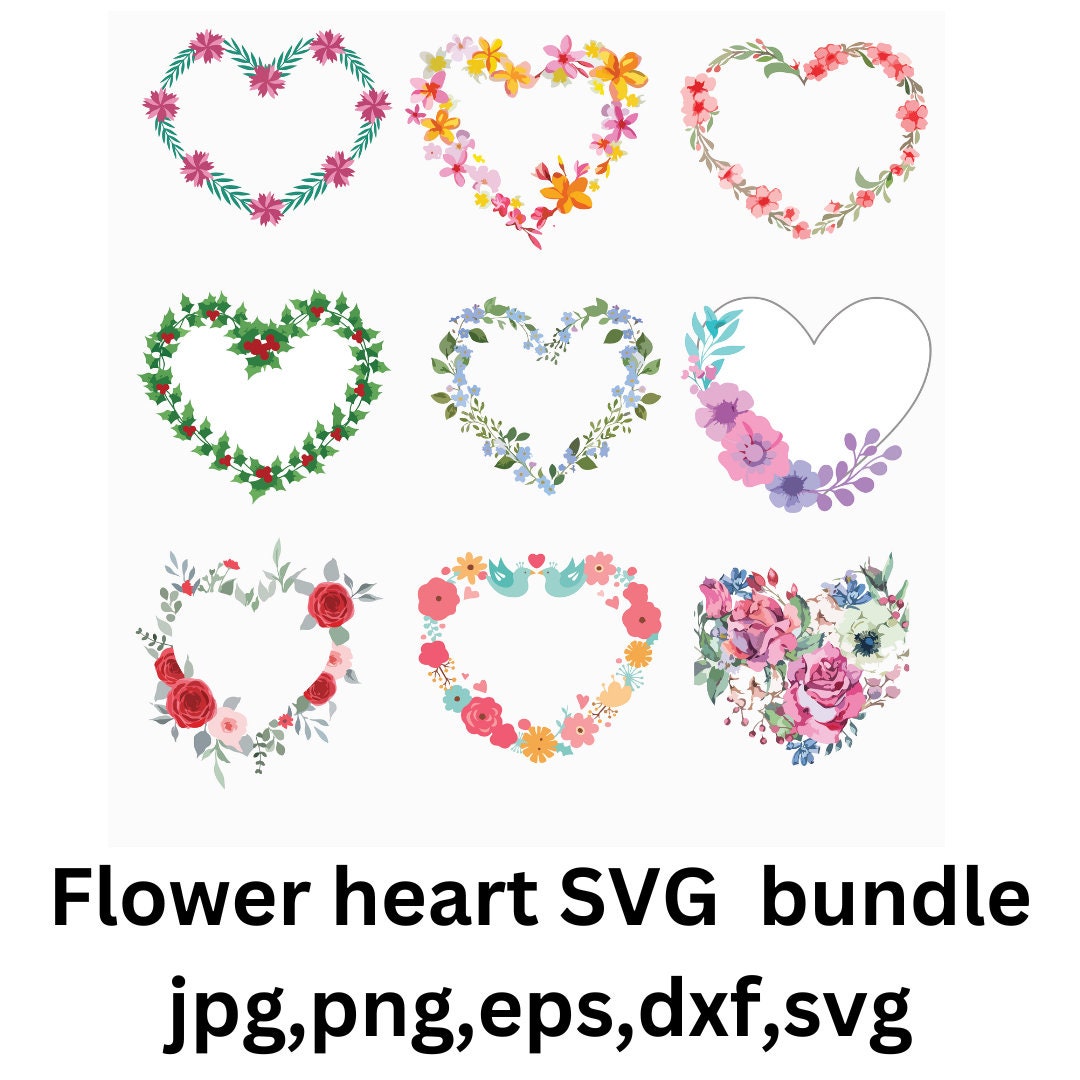 Floral Heart Wreath SVG – Flower Cut File (digital Download) - Etsy