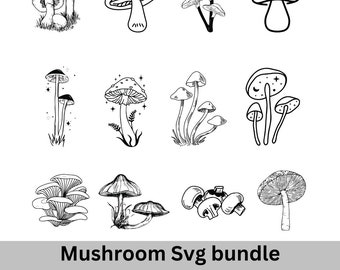 Mystieke paddenstoel SVG-bundel: maan en boho-clipart (digitale download)