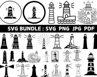 Leuchtturm SVG Bundle: Maritim Nautische Clipart (Digitale Dateien)