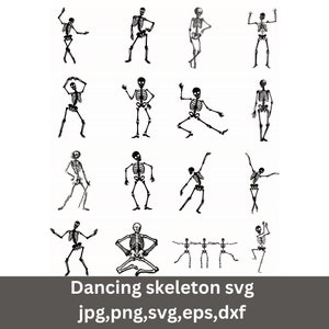 Scheletro danzante SVG: divertente clipart di Halloween (download digitale)