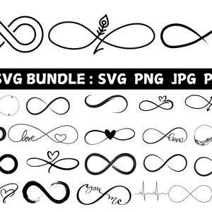 Infinity Symbol SVG, Infinity PNG Bundle, Infinity Clipart, Infinity SVG Cut Files for Cricut, Infinity Silhouette, Infinity Heart Svg