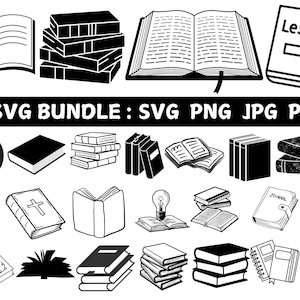 Open Book SVG, Book Cricut, Library Clipart, Book Monogram, Book Silhouette, Open Book Cut File, Knowledge Svg, Instant Download, Vector,Png