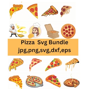 Pizza Bundle - SVG, PNG, JPG - Digital Cut File, Commercial Use, Instant Download, Ready to Cut, Files for Cricut, Pizza Svg, Pizza Slice