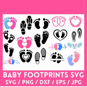 Baby Feetprint, Baby Foot SVG, Baby Svg , Baby Footprint Bundle SVG, Feet svg, Baby Birthday Clipart, Baby feet dxf, cut file, digital file,
