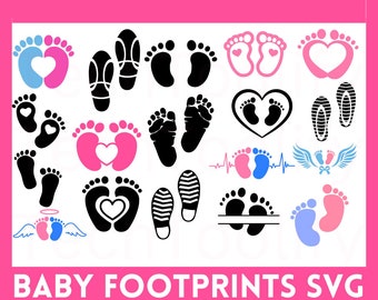Paquete SVG de huellas de bebé: 15 diseños (archivo digital)