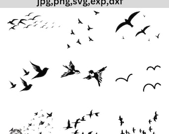 Flying Birds SVG: Flock Vector Clipart (Digital Download)