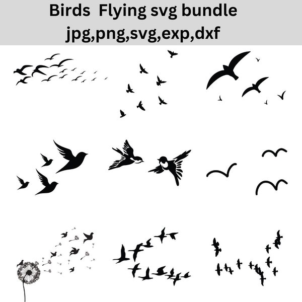 Birds SVG Birds Flying SVG Flying Birds Vector Birds Clipart Flock Svg Cut File for Cricut Silhouette DXF Commercial Use Instant Download