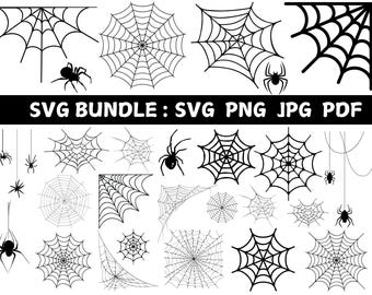 Spider Web SVG Bundle: Clipart, Cut Files (Digital Download)