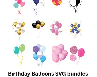 Geburtstagsballons SVG | Ballon SVG | Luftballon SVG | Ballon-Schnittdatei | Ballon Clipart | Ballon-Silhouette | Partyballons Svg | Hemd